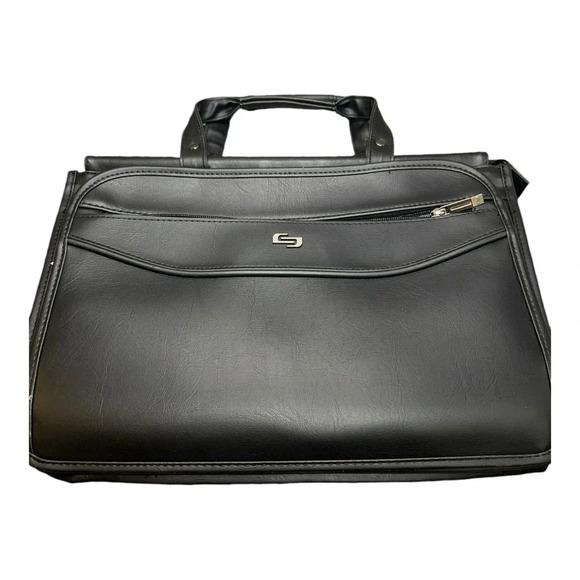 solo Other - Solo Men's Leather Laptop Briefcase Business  Messenger Bag Black pre-owned